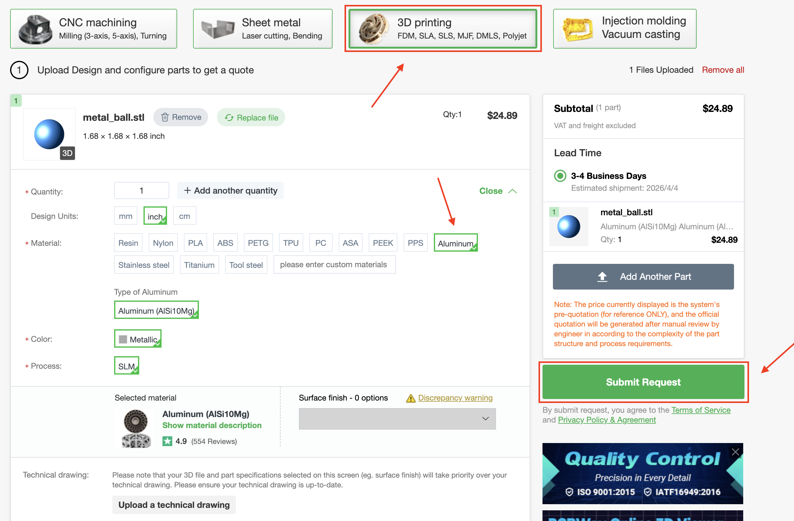 Configure your part settings