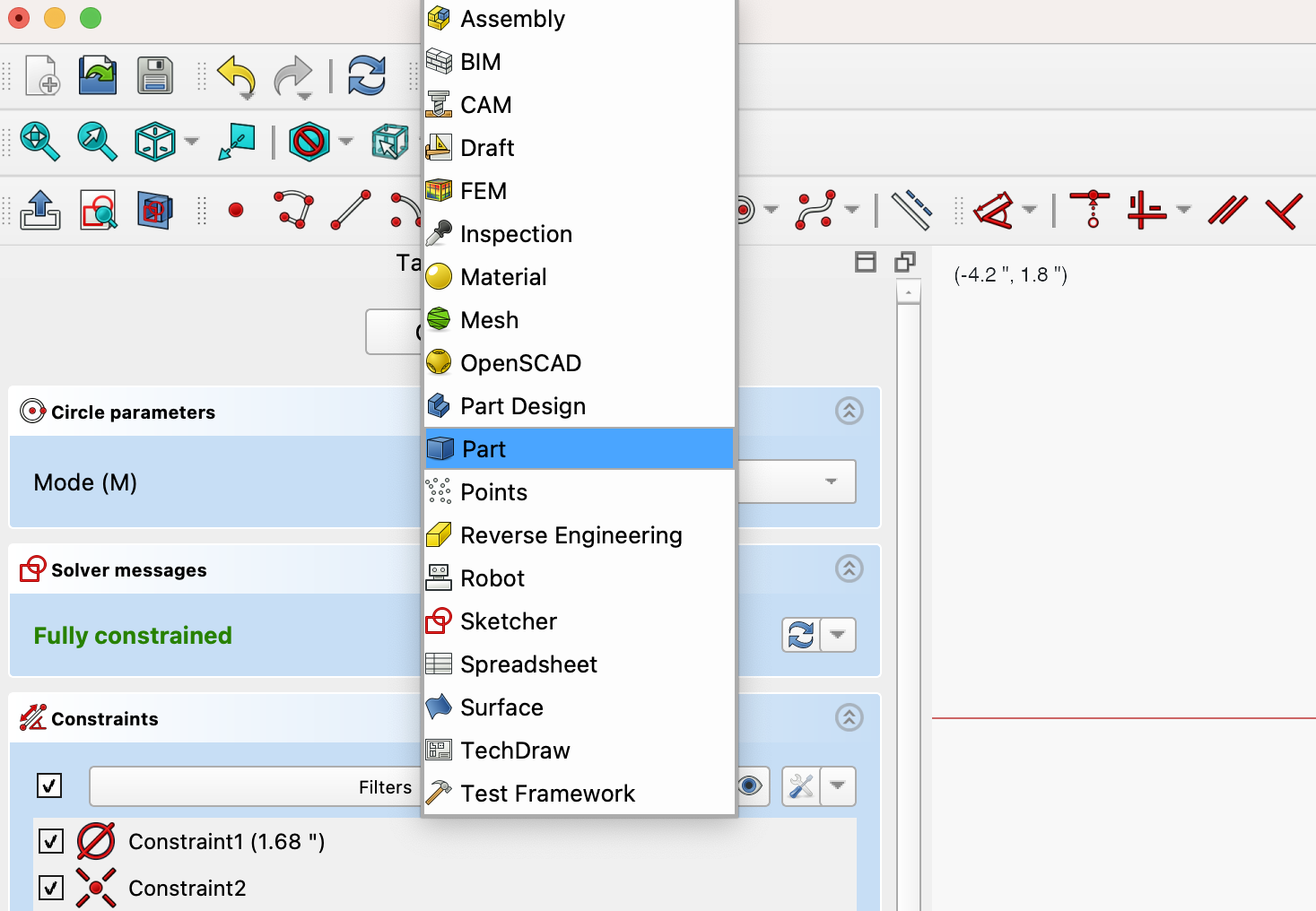 Workbenches in FreeCAD