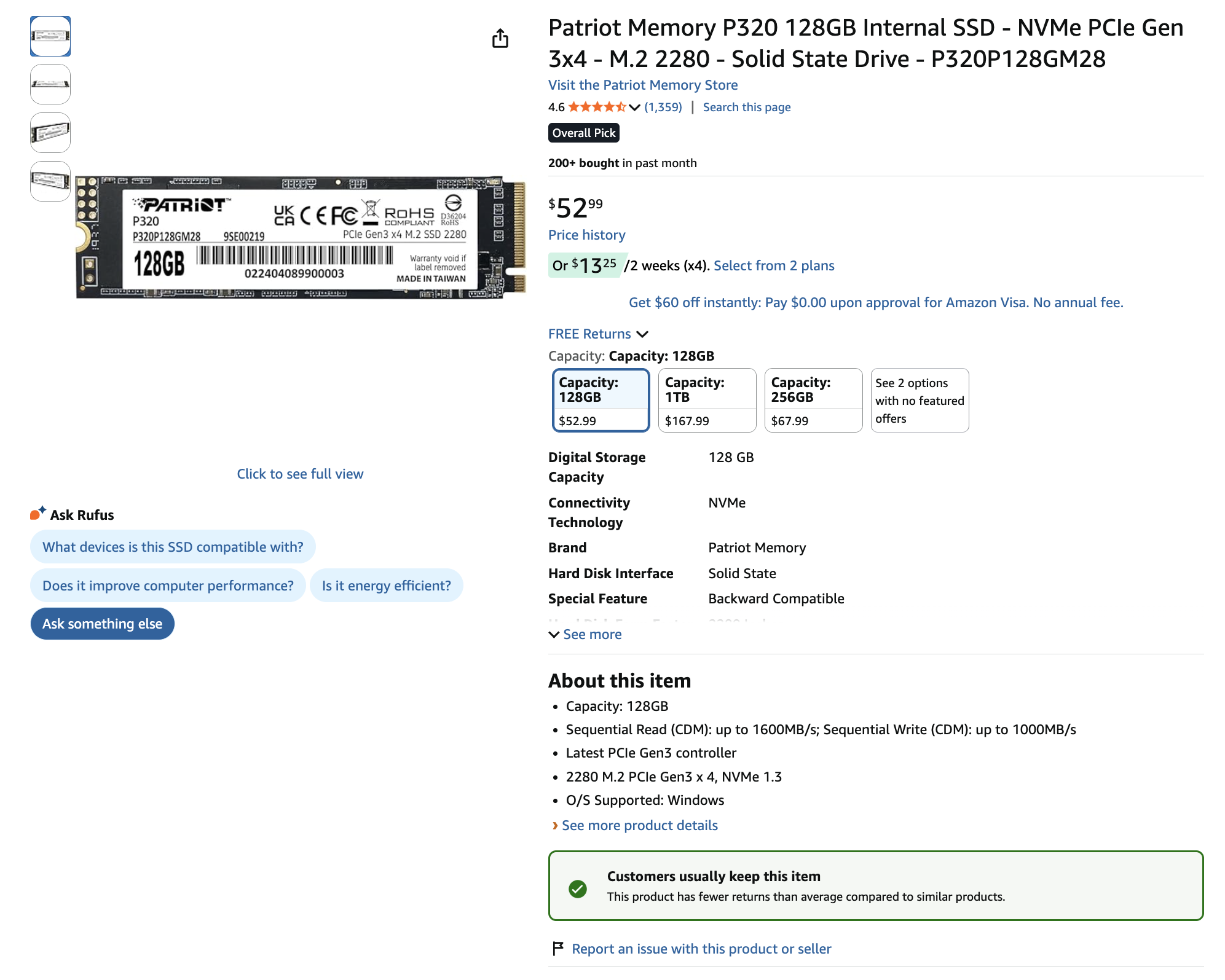 P320 128GB Internal SSD